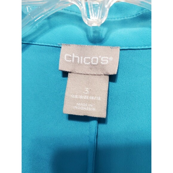 Chico's Blue Dolman Sleeve High-Low Hem Button-Up Tunic Size 3 (XL) - Picture 3 of 6